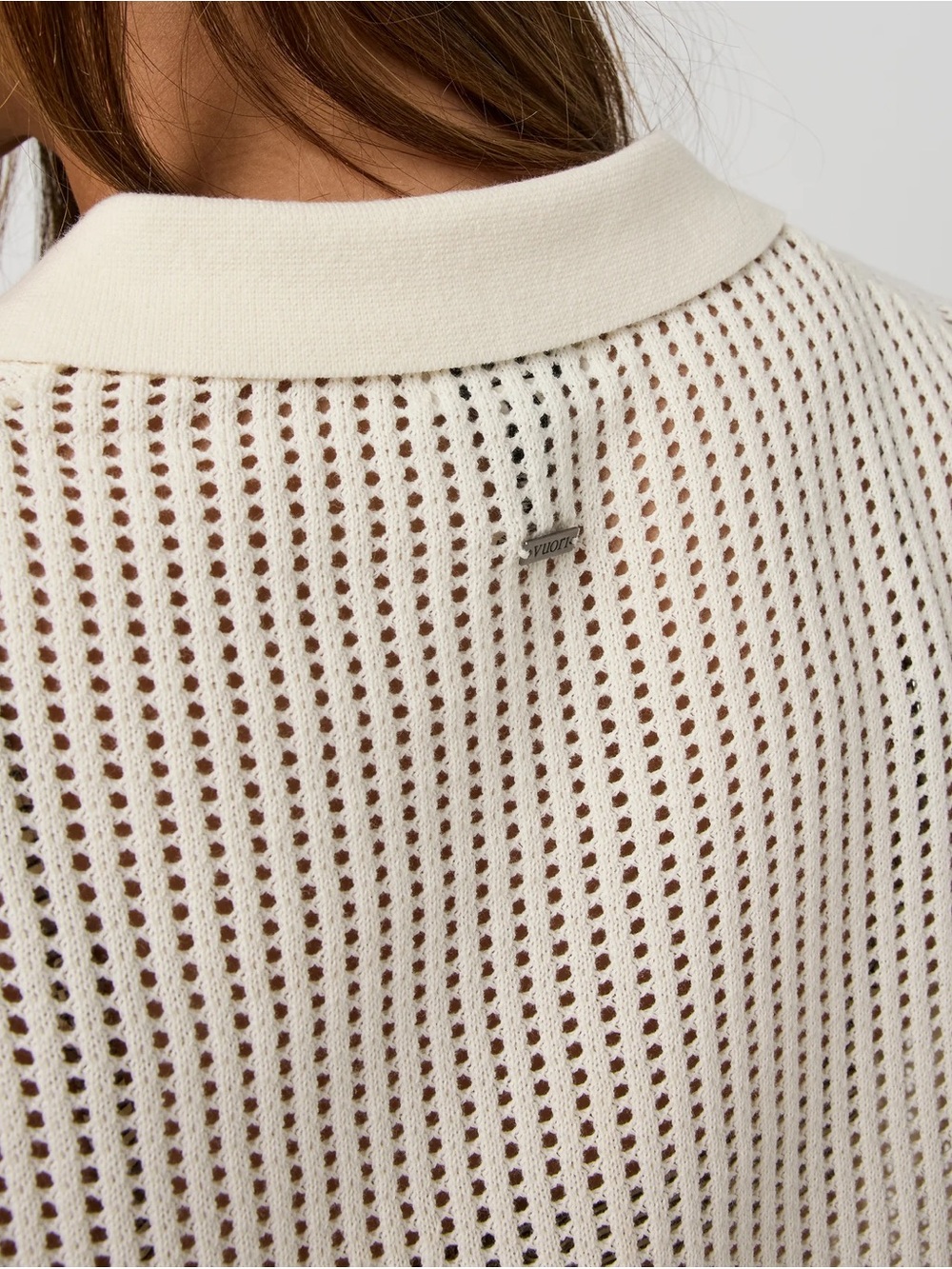 Vuori Organic Cotton Short Sleeve Knitted Mesh Polo in Natural Size Small - Picture 4 of 5